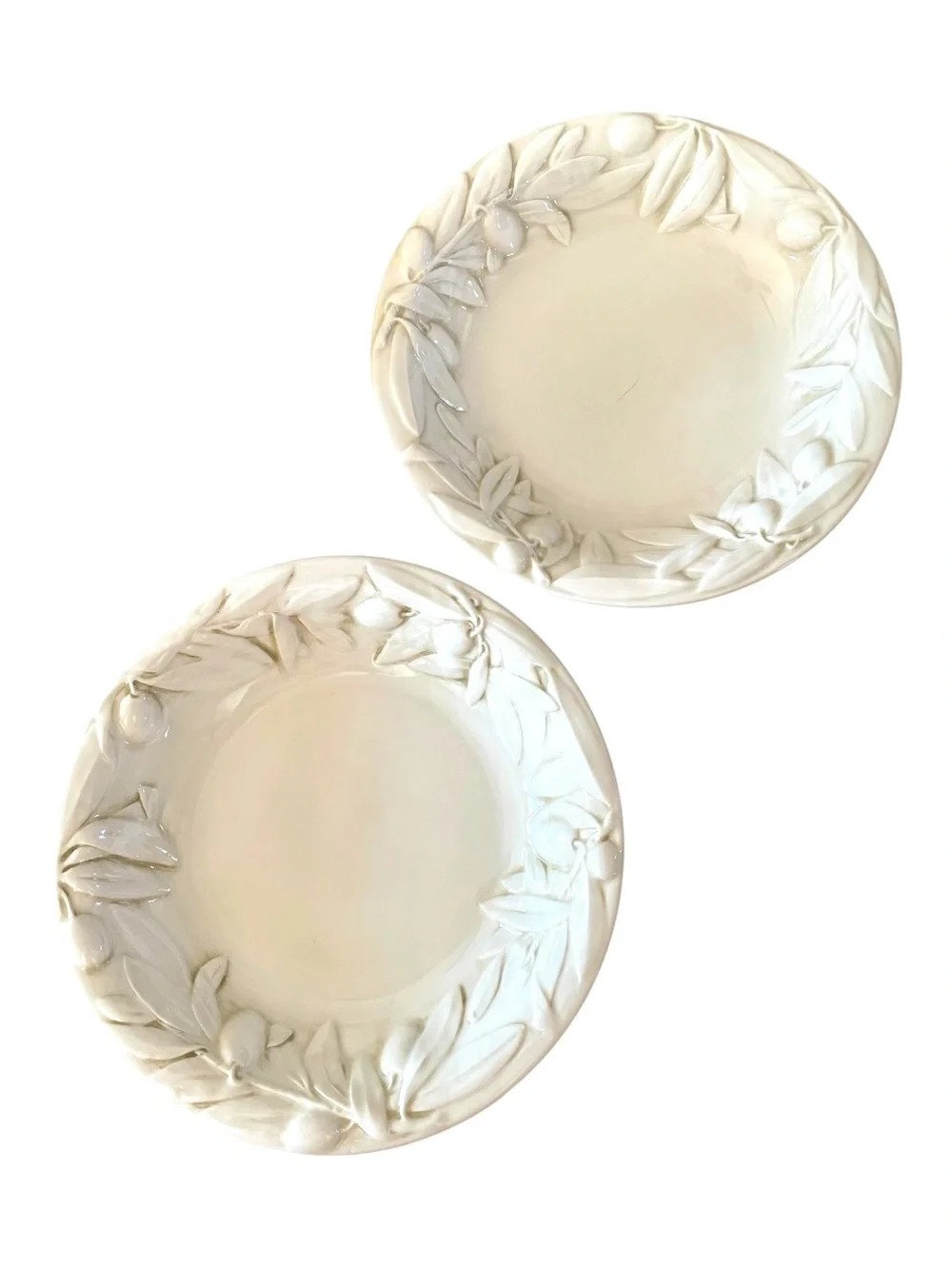Set of 2 Williams Sonoma “Tuscan Olive” spaghetti plates, made in Italy